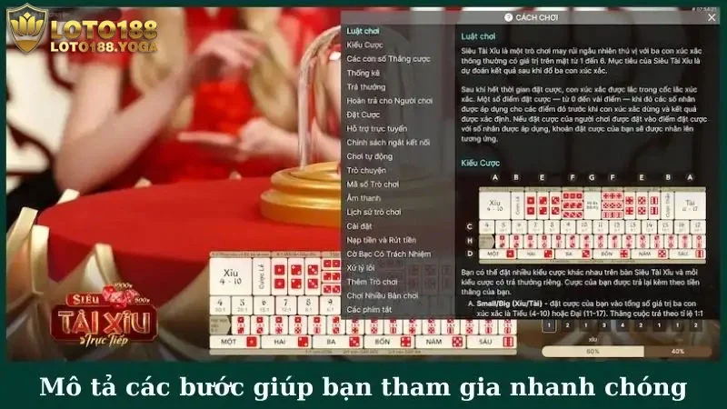 Mô tả từng bước giúp bạn tham gia trò chơi nhanh chóng